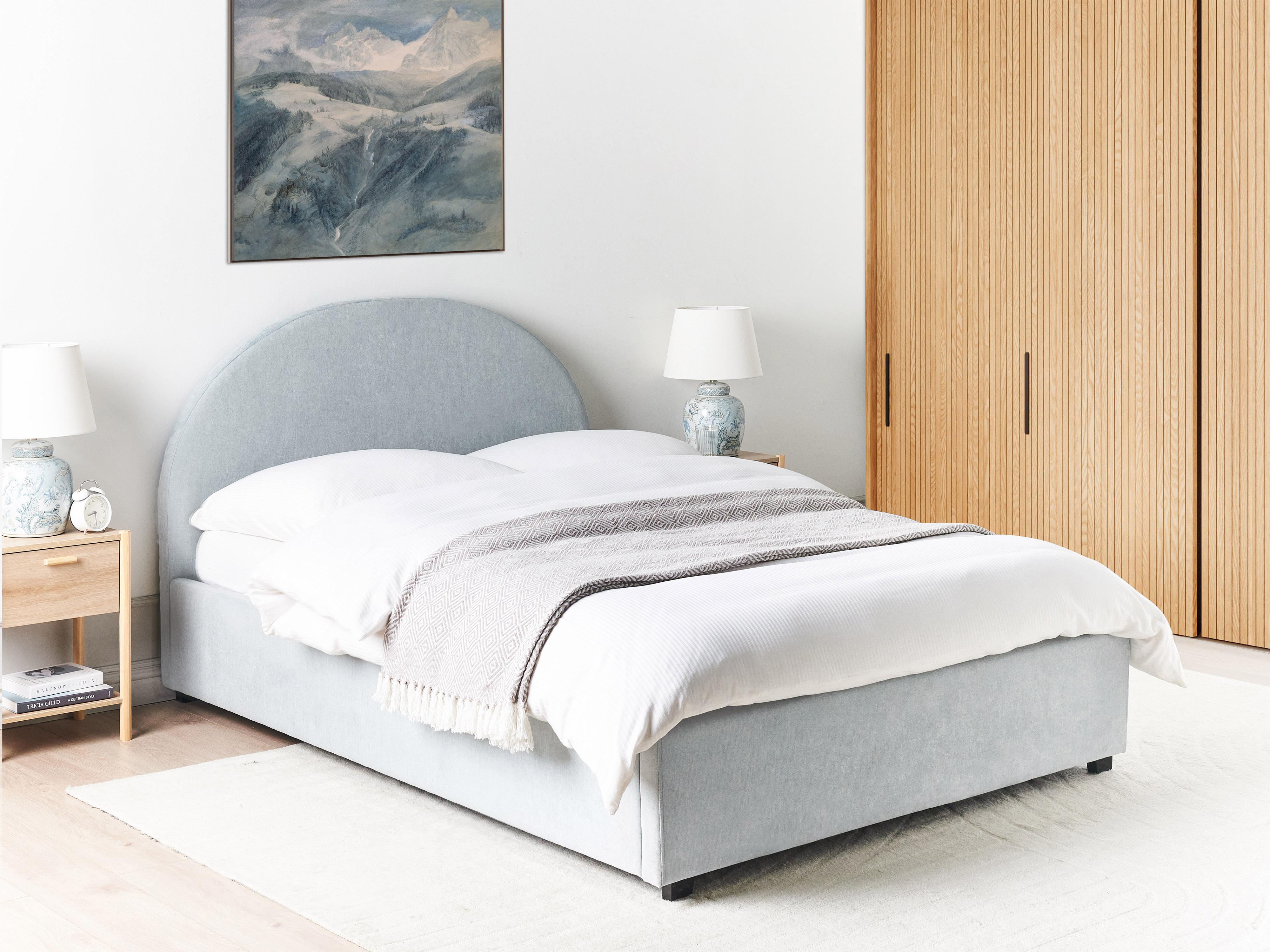 Ottoman Bed Chenille VAUCLUSE 140 x 200 cm (EU Double) Light Blue