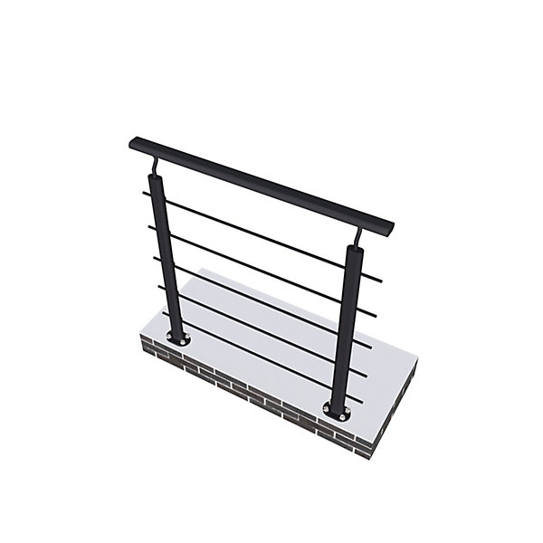 Garde-corps - Aluminium Noir - 100cm - Avec 5 traverses et 1 main courante - Pour intérieur et extérieur - Fixation à plat