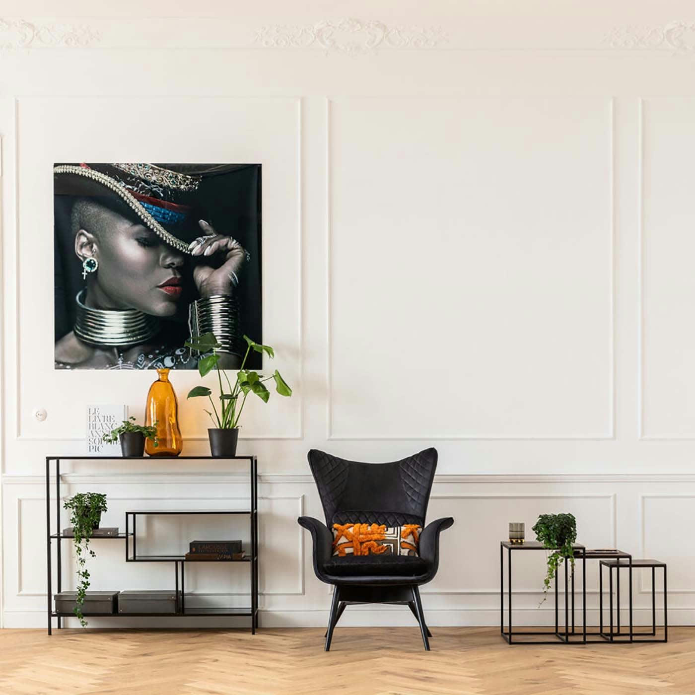 LOFT - Etagère 100x115 en acier noir et verre teint