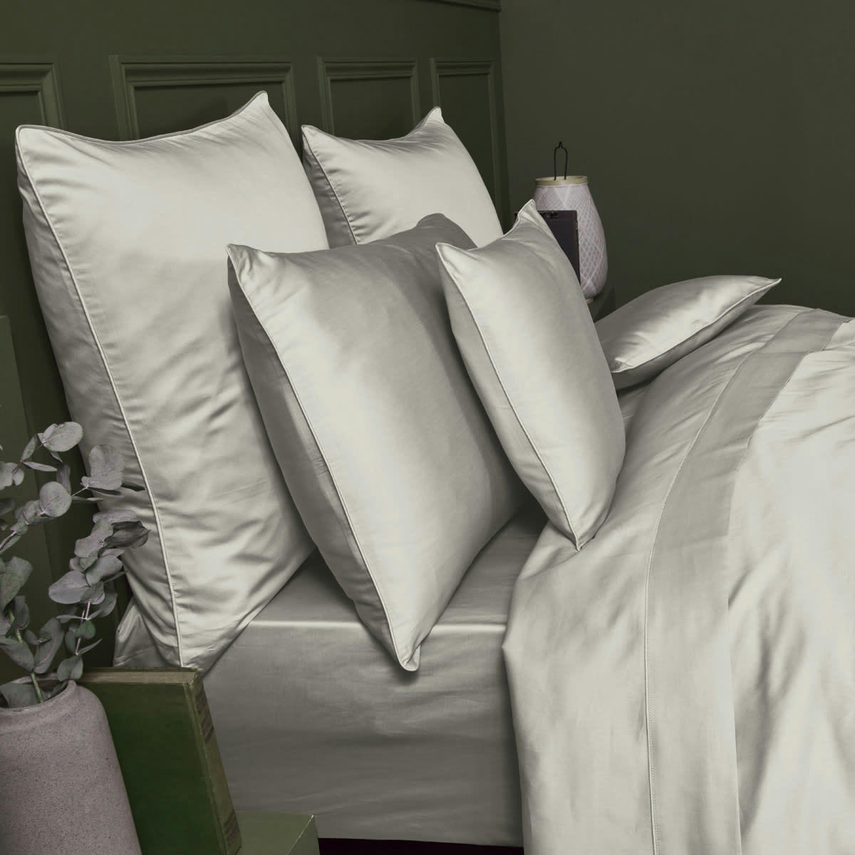 AVA UNI LIN - Housse de couette  satin de coton 120 fils/cm² beige 240x220