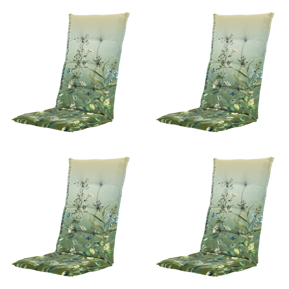 Madison tuinstoelkussen hoge rug Amelie - multikleur - 123x50x5cm - set van 4