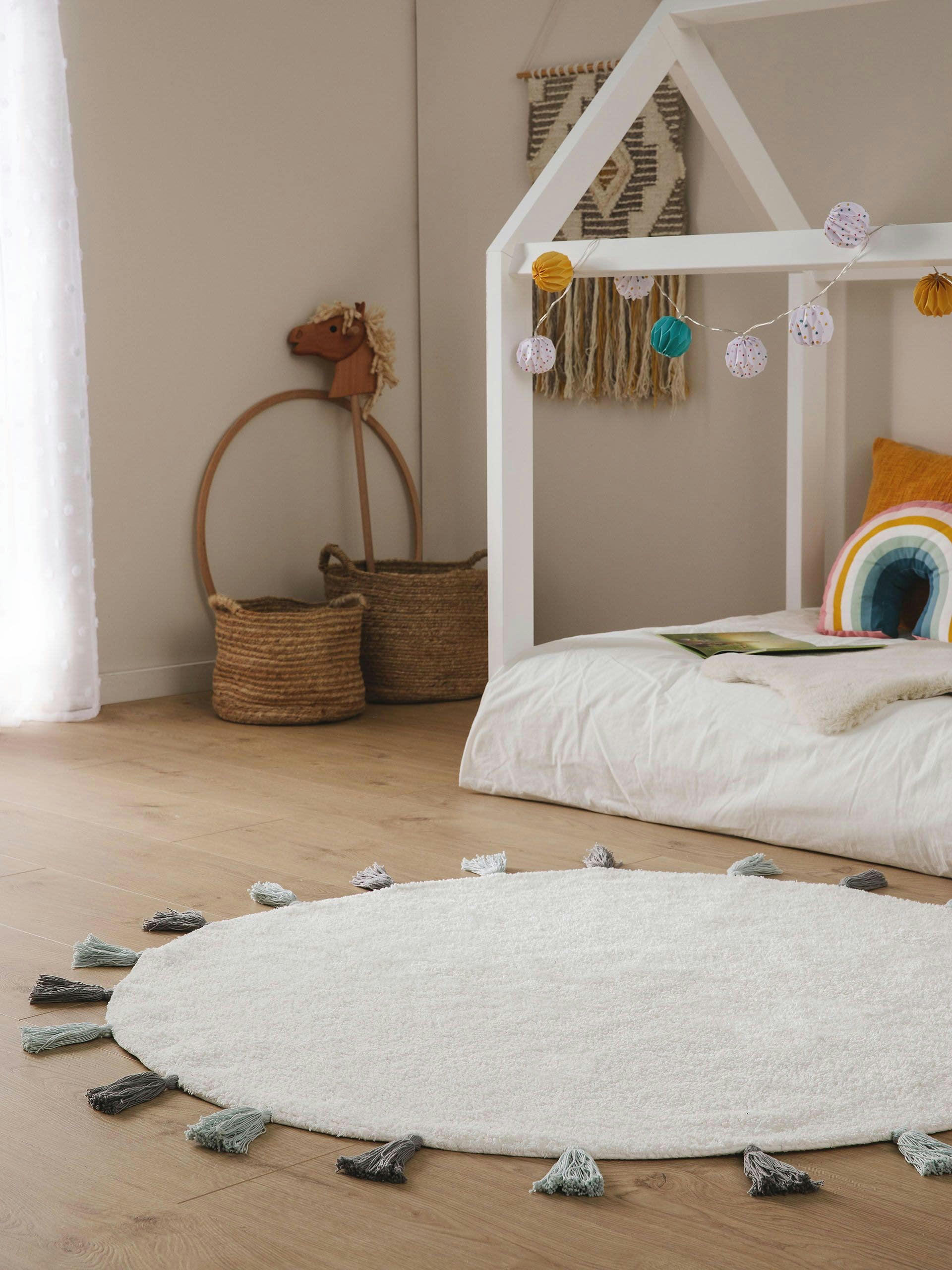 MALU - Tapis lavables pour enfants bleu D 120 rond