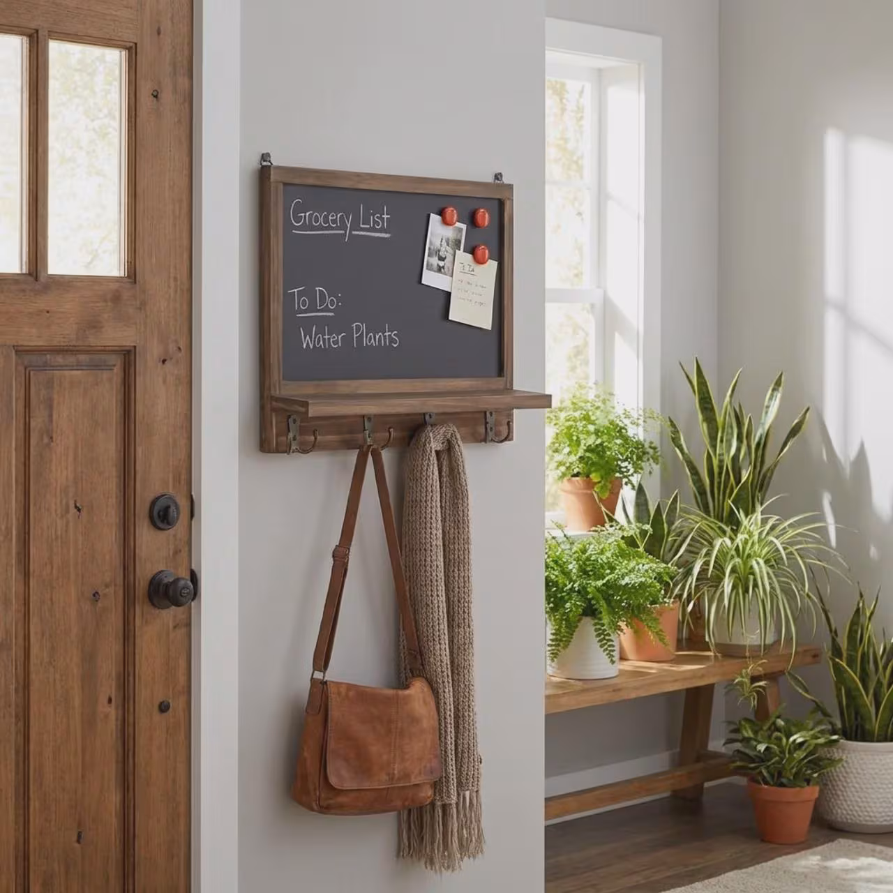Rustic Wall Mounted Chalkboard Memo Board, 30cm Wooden Frame Kitchen Blackboard, Family Message & Menu Sign