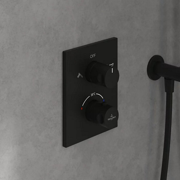 Mitigeur thermostatique encastré 2 voies VILLEROY ET BOCH Universal rectangle Noir mat