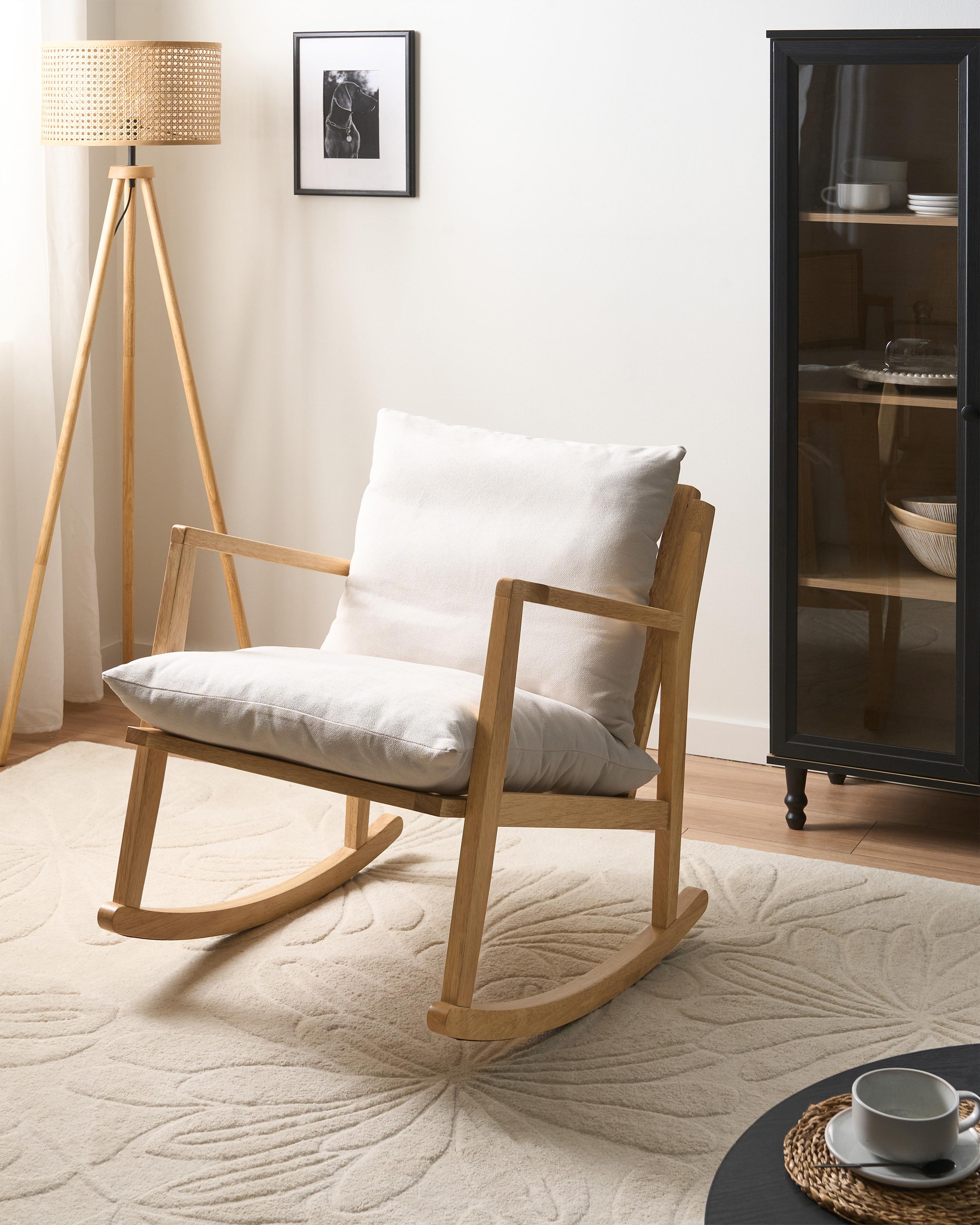 Rocking Chair KJEVIK Wood Light Brown/ Light Beige