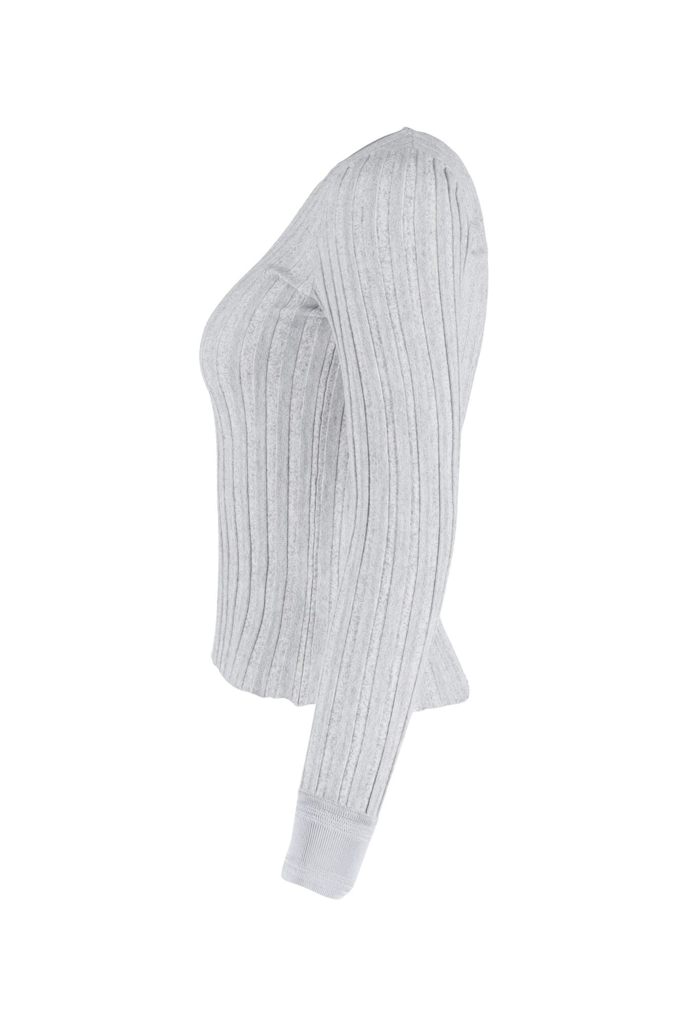 Altuzarra Preloved Fitted Ribbed Long Sleeve Sweater in Grey Wool