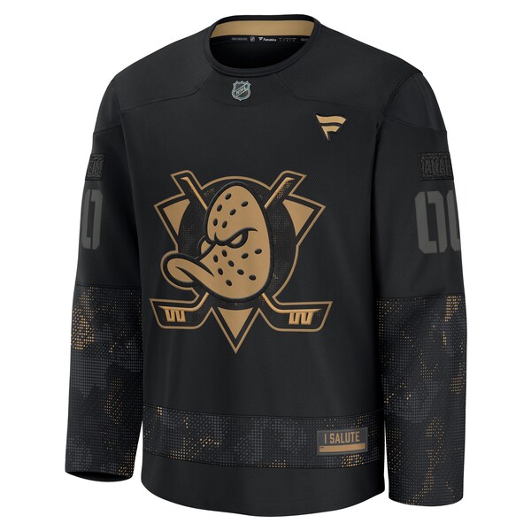Anaheim Ducks  2024 Military Appreciation Personalized Long Sleeve Practice Jersey - Black