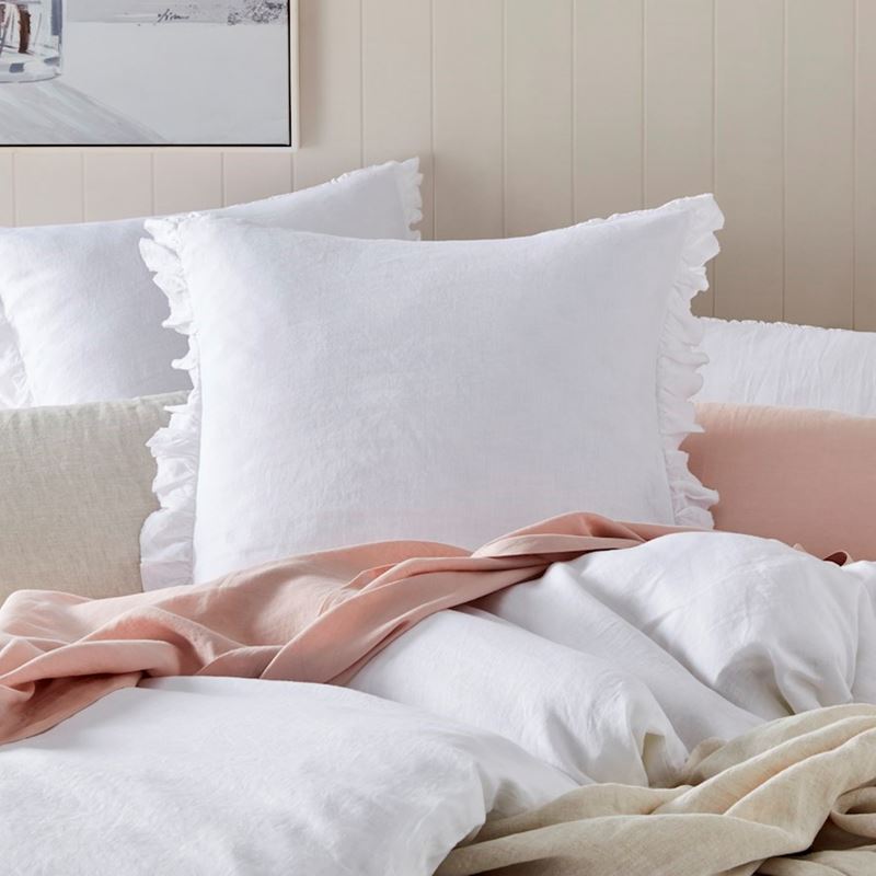 Vintage Washed Linen White Ruffle Quilt Cover Separates