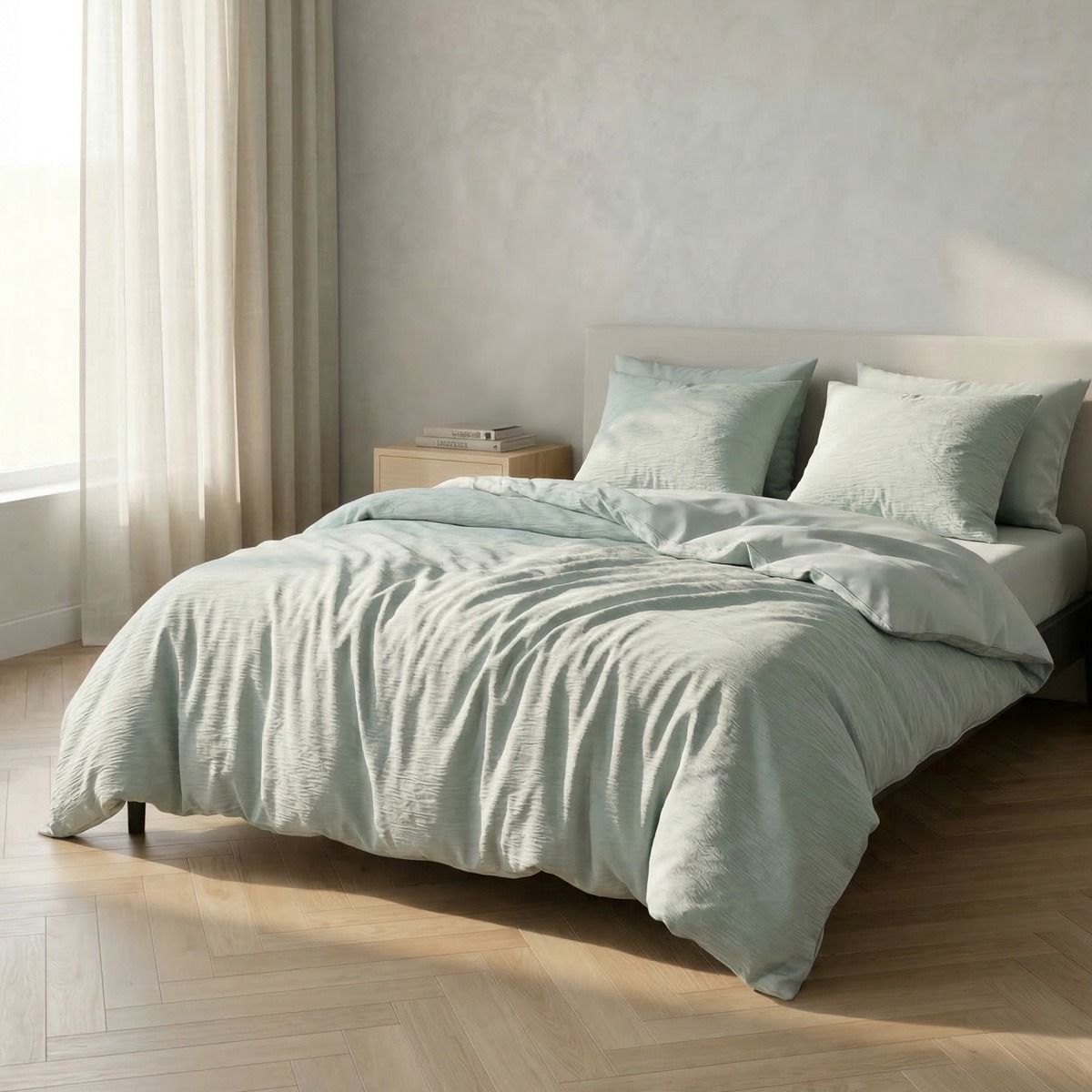 Pościel RIVA z mikrofibry z dekoracyjną teksturą pistacjowa 220x200   2*70x80 cm