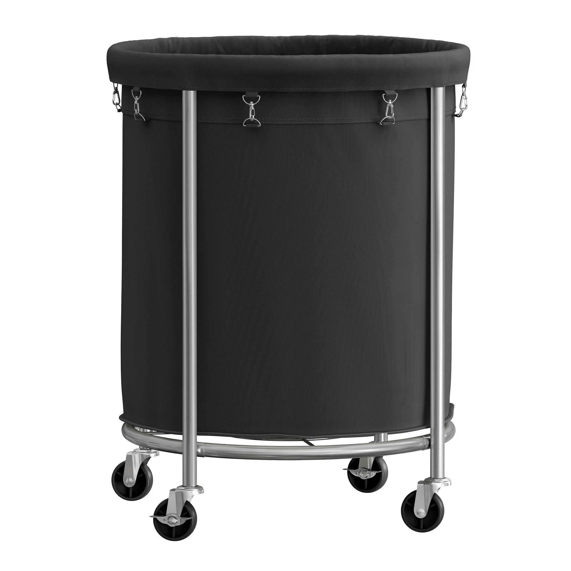 - Panier à linge avec roulettes 170L tissu polyester noir