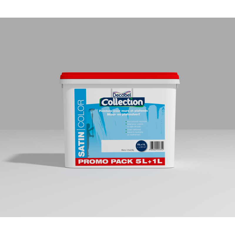 Peinture Collection murs et plafonds blanche satinée 5   1 L gratuit DECOBEL