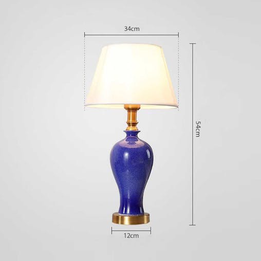 SOGA Blue Ceramic Oval Table Lamp with Gold Metal Base