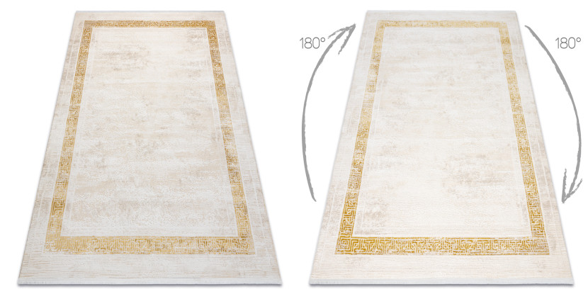 Dywan DUKE 51524 krem / złoty - Ramka, grecki strukturalny, 80x150 cm