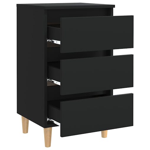 NNEVL Bed Cabinets with Solid Wood Legs 2 pcs Black 40x35x69 cm