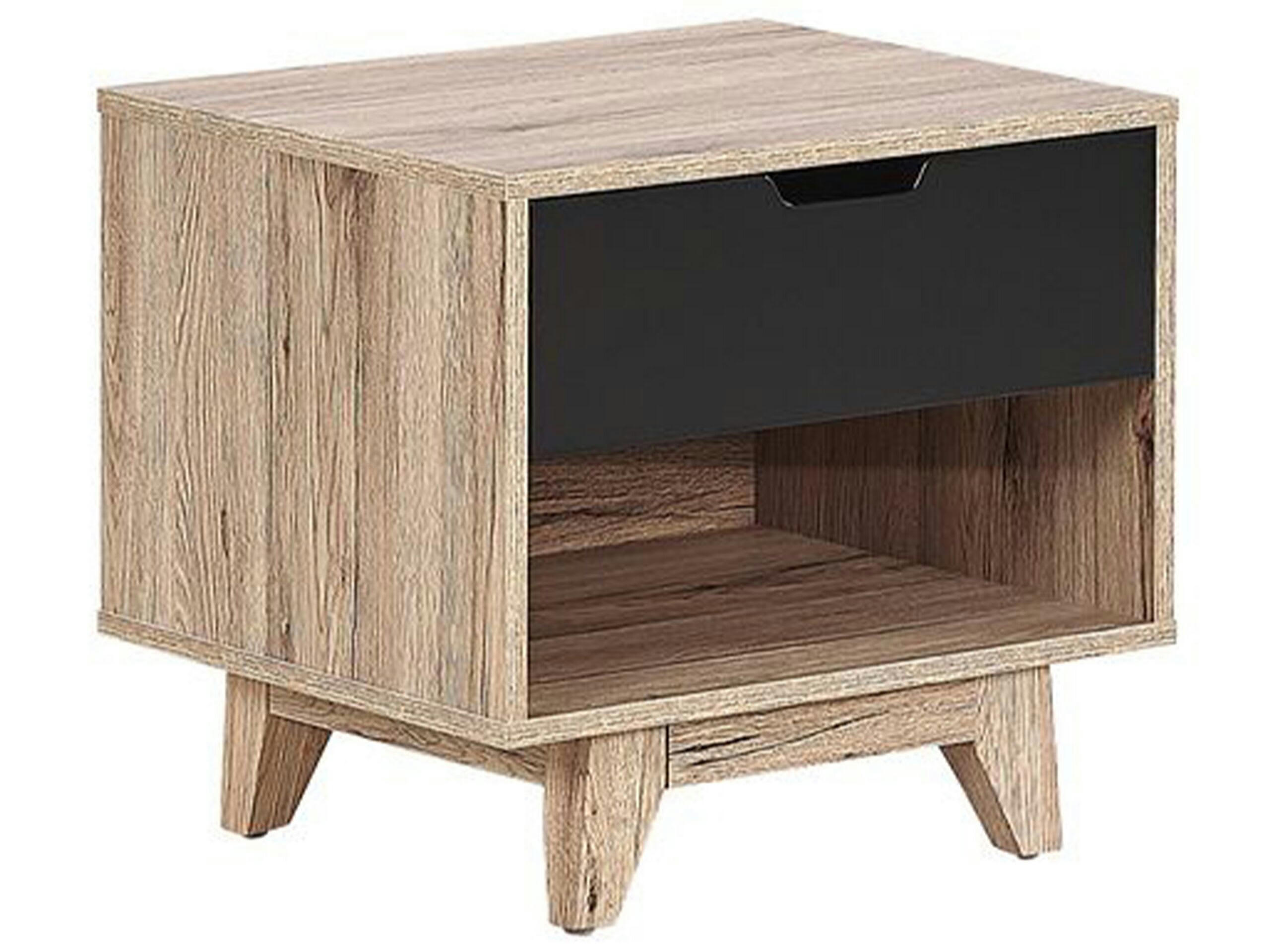 SPENCER - Table de chevet effet bois clair noir