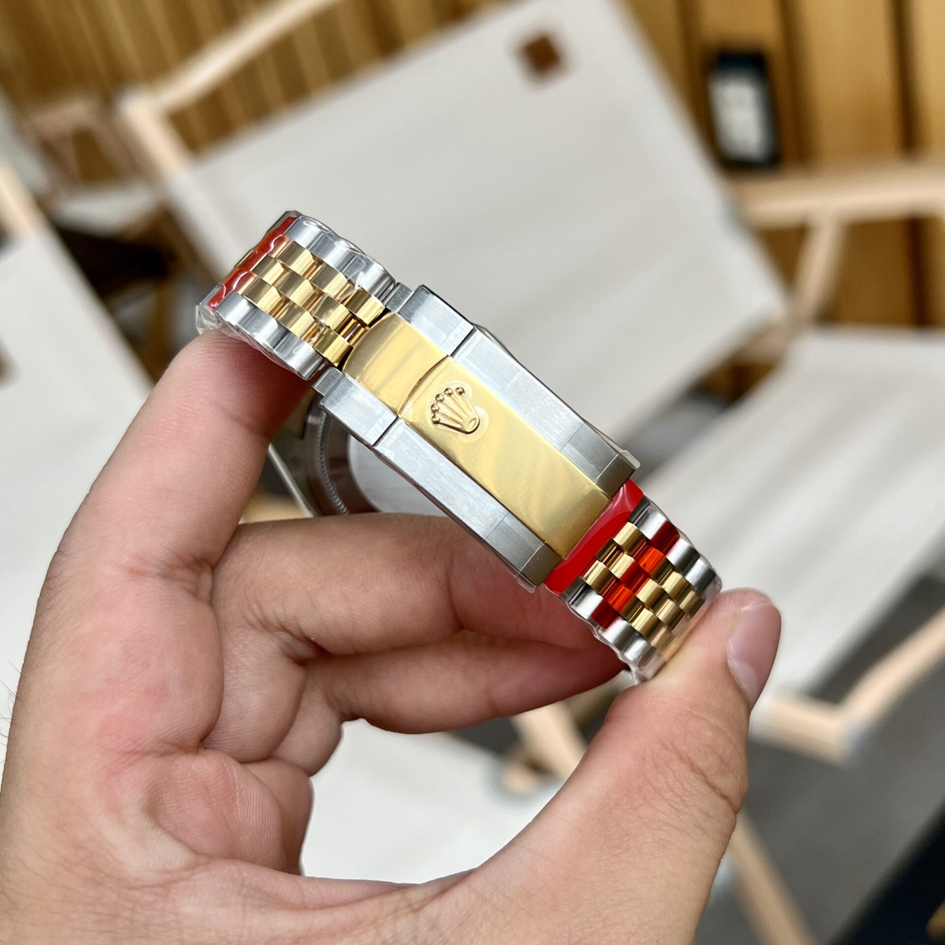 Rolex Datejust 126283RBR SS/YG Plated Palm Leaf Gold Dial CZ Diamonds 41mm Jub AAA Replica