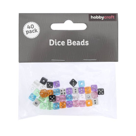 Coloured Dice Beads 6mm 40 Pack
