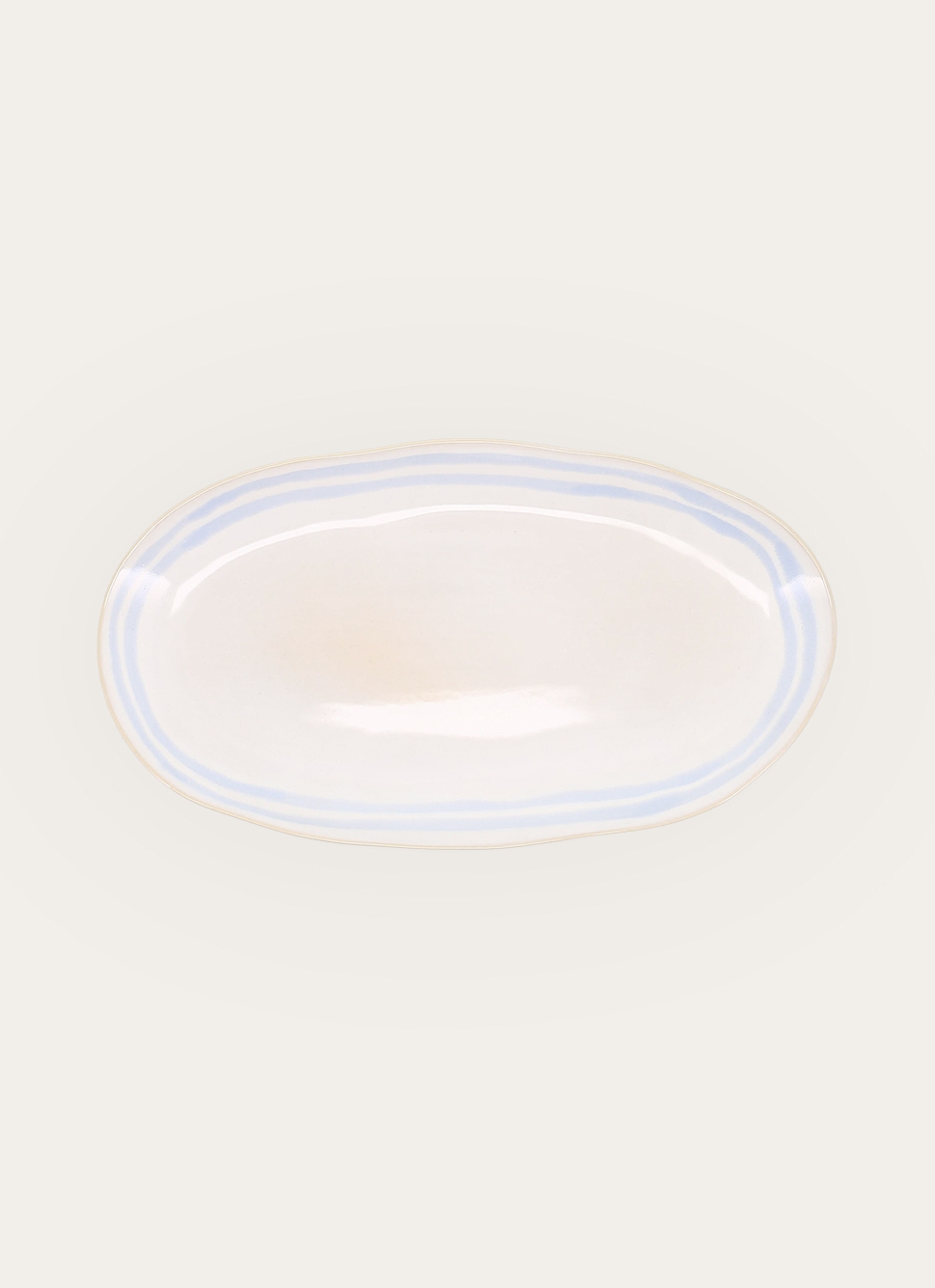 PLAT OVALE EN GRÈS CIEL CRÈME / BLEU