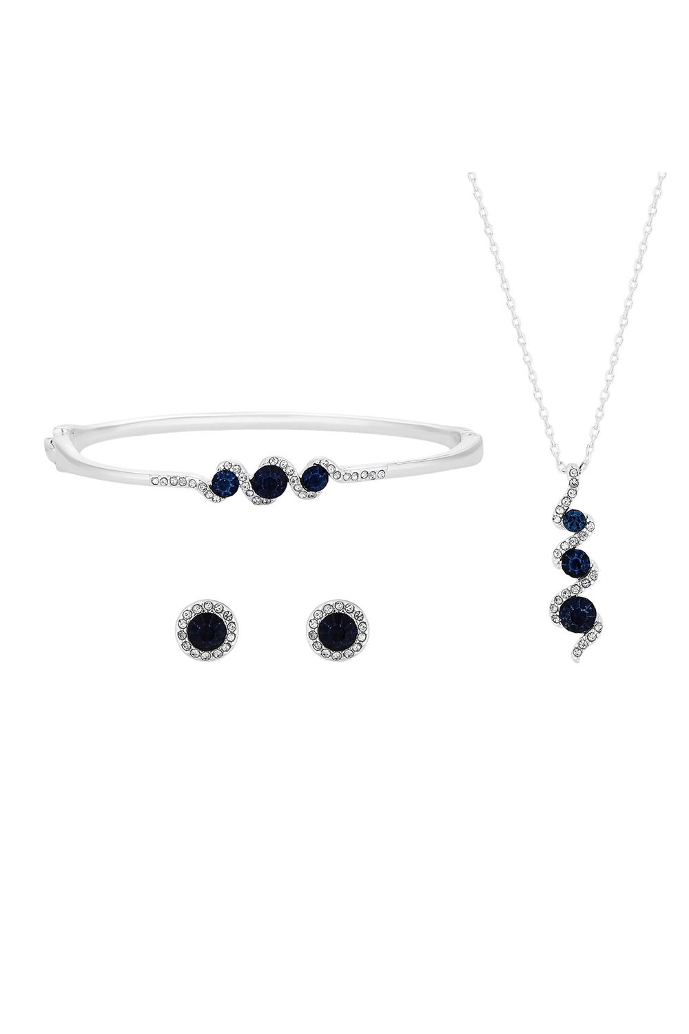 Jon Richard Sapphire And Crystal Twist Drop Set - Gift Boxed