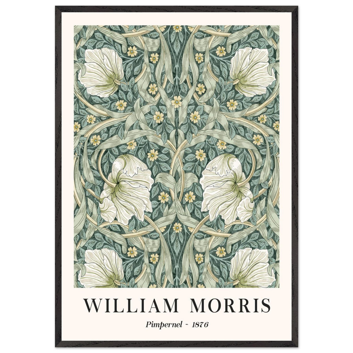 Artfulprints Poster met Lijst William Morris - Pimpernel 1876  - 70x100 cm - Groen
