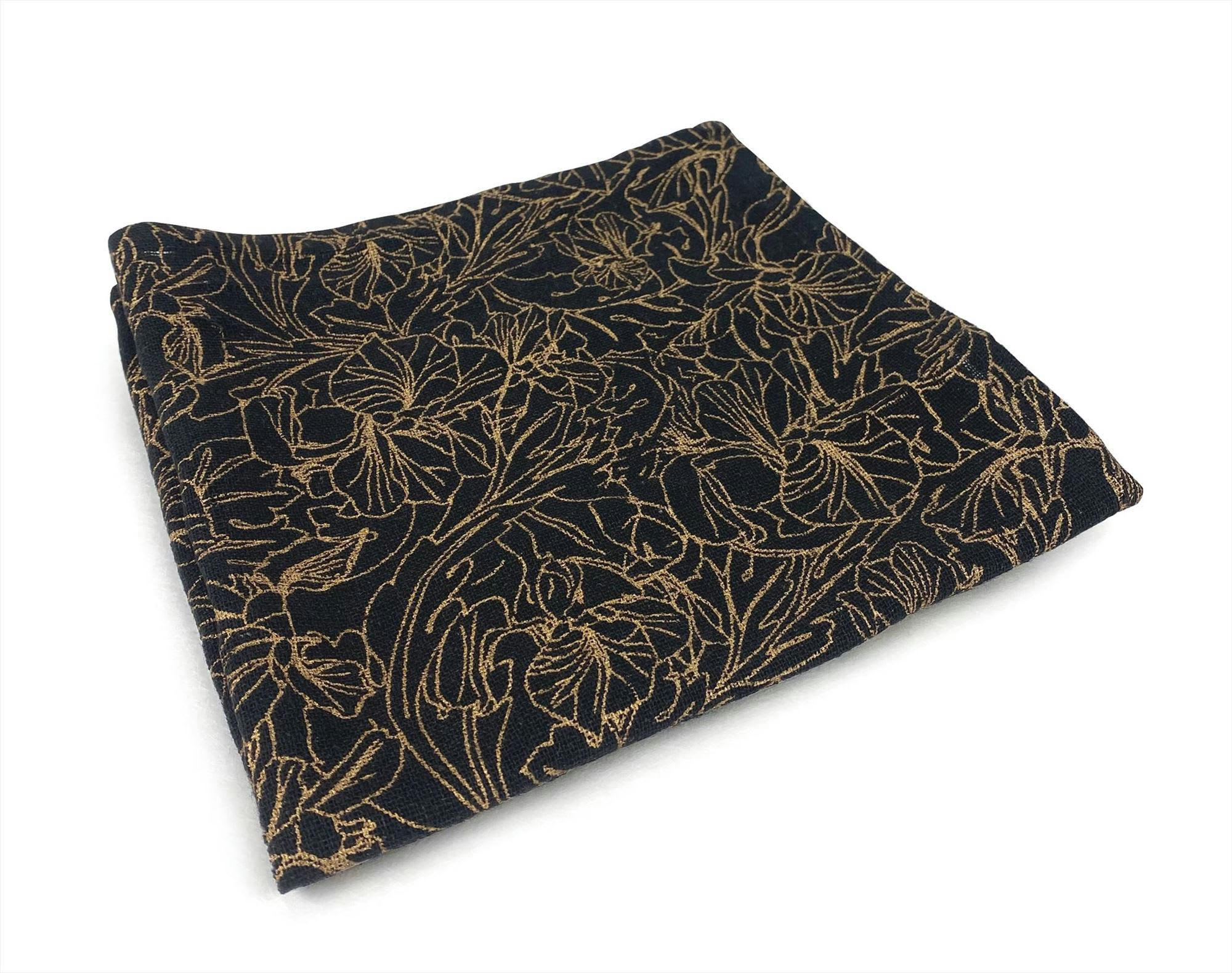 FLEUROR - Lot de 4 serviettes de table 43x43 noir en coton