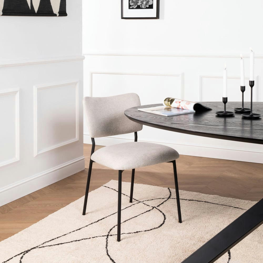 VANDER - Lot de 2 chaises en tissu et métal beige