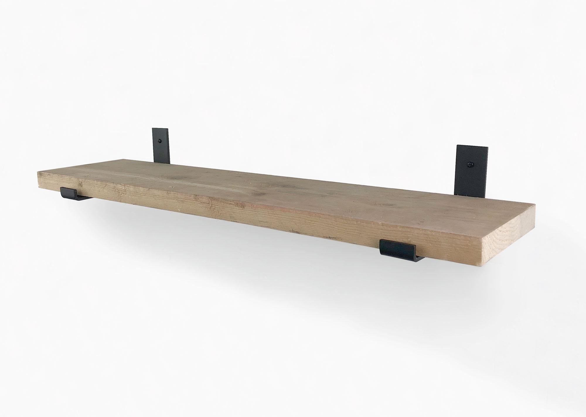 Woodbrothers Steigerhout wandplank 60x20cm + zwarte dragers