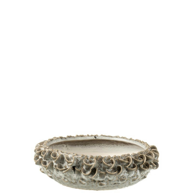 VIDA - Plat rond céramique gris/bleu D28cm