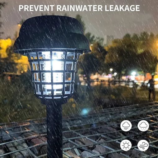 NNETM 2pcs Solar Mosquito Killer Lamp Set - Outdoor Waterproof Fly Trap & Insect Repellent