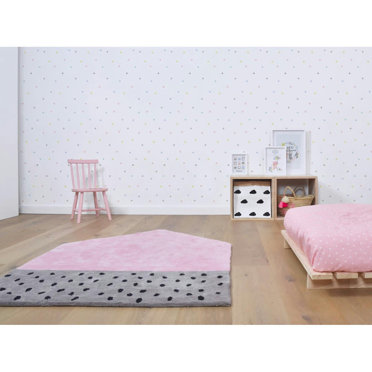 HOME - Tapis forme maison en Coton Rose