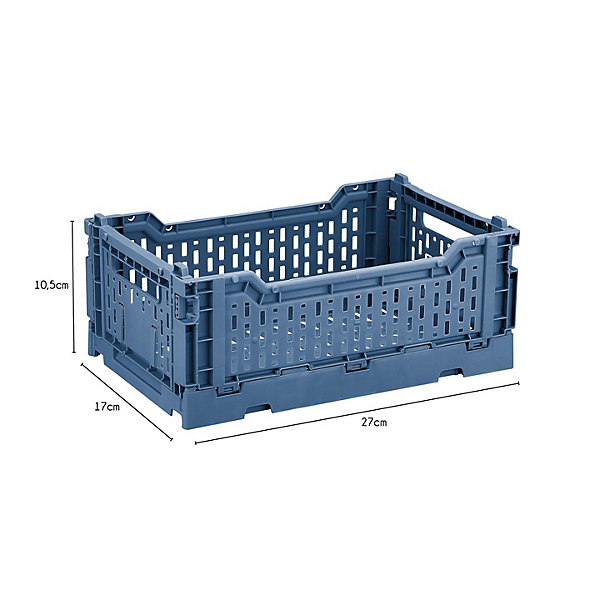 Lot 4 caisses de rangement pliables gris et bleu 27 x 17 x 10,5 cm