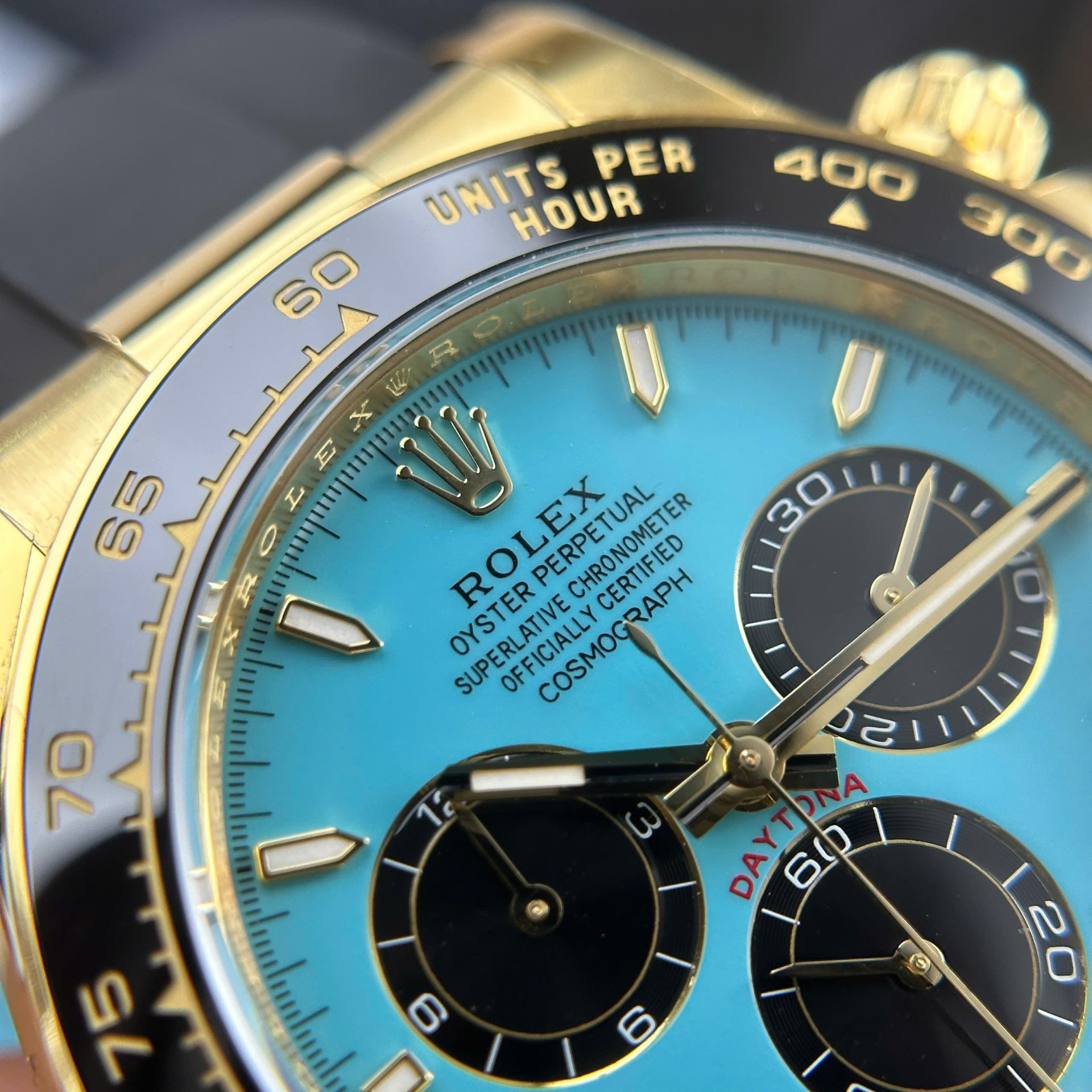 Rolex Daytona 126518LN Alcaraz YG Plated Turquoise Blue Dial 40mm Oysterflex Super Clone