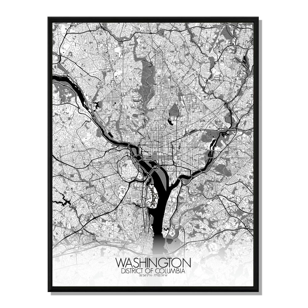 - Affiche Washington Carte N&B 40x50