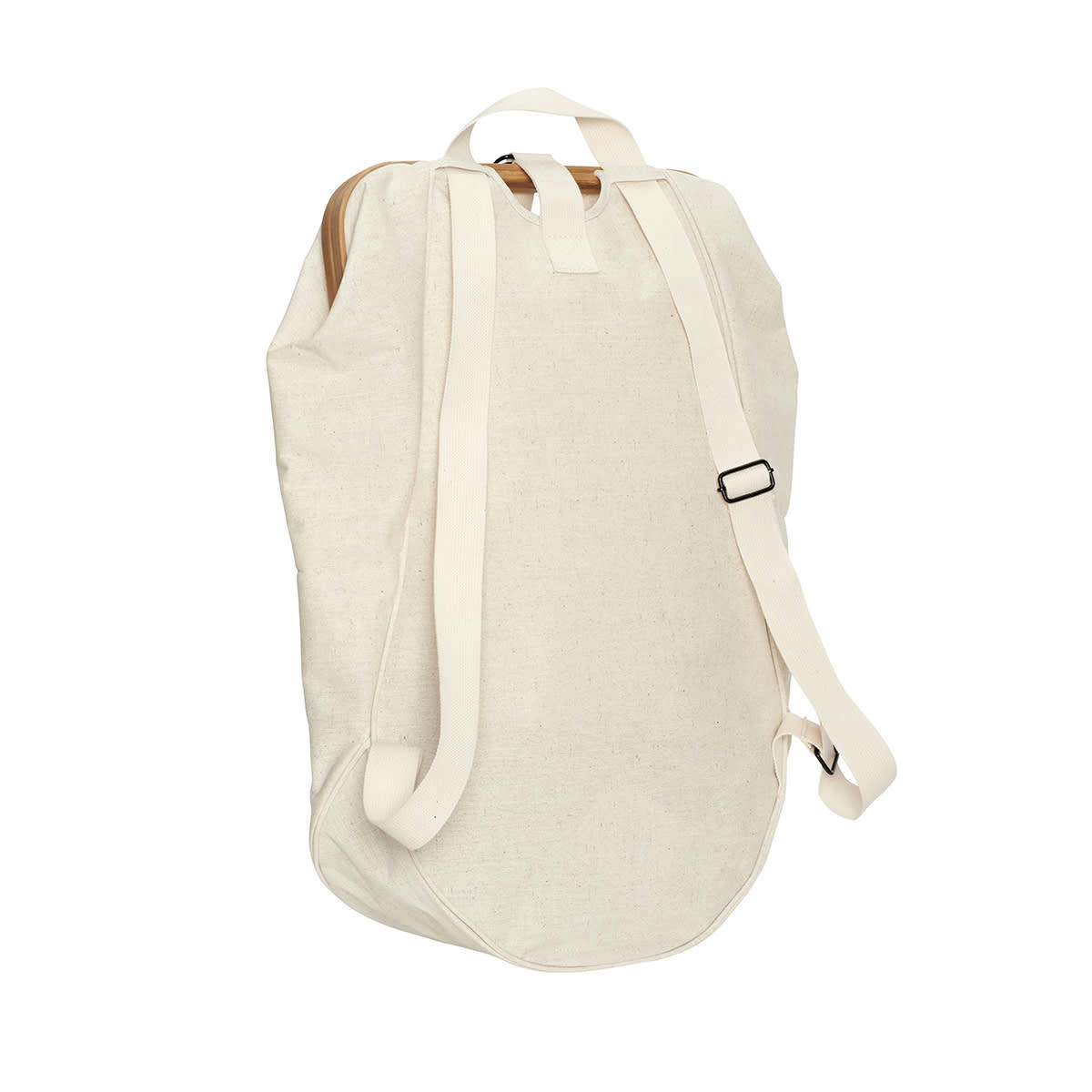 ECRU - Panier à linge en toile et bambou beige