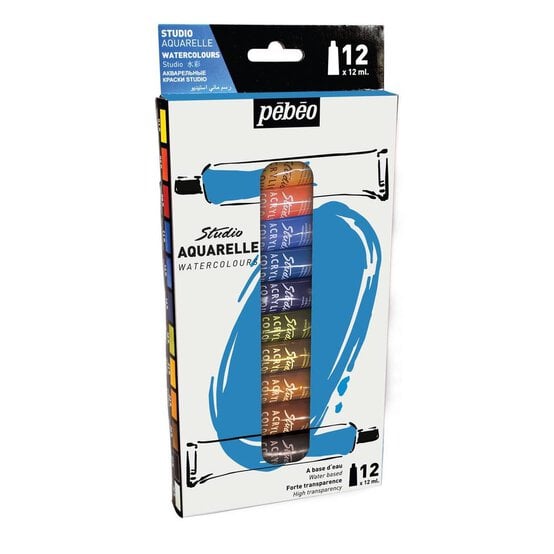 Pebeo Studio Aquarelle Watercolours 12ml 12 Pack