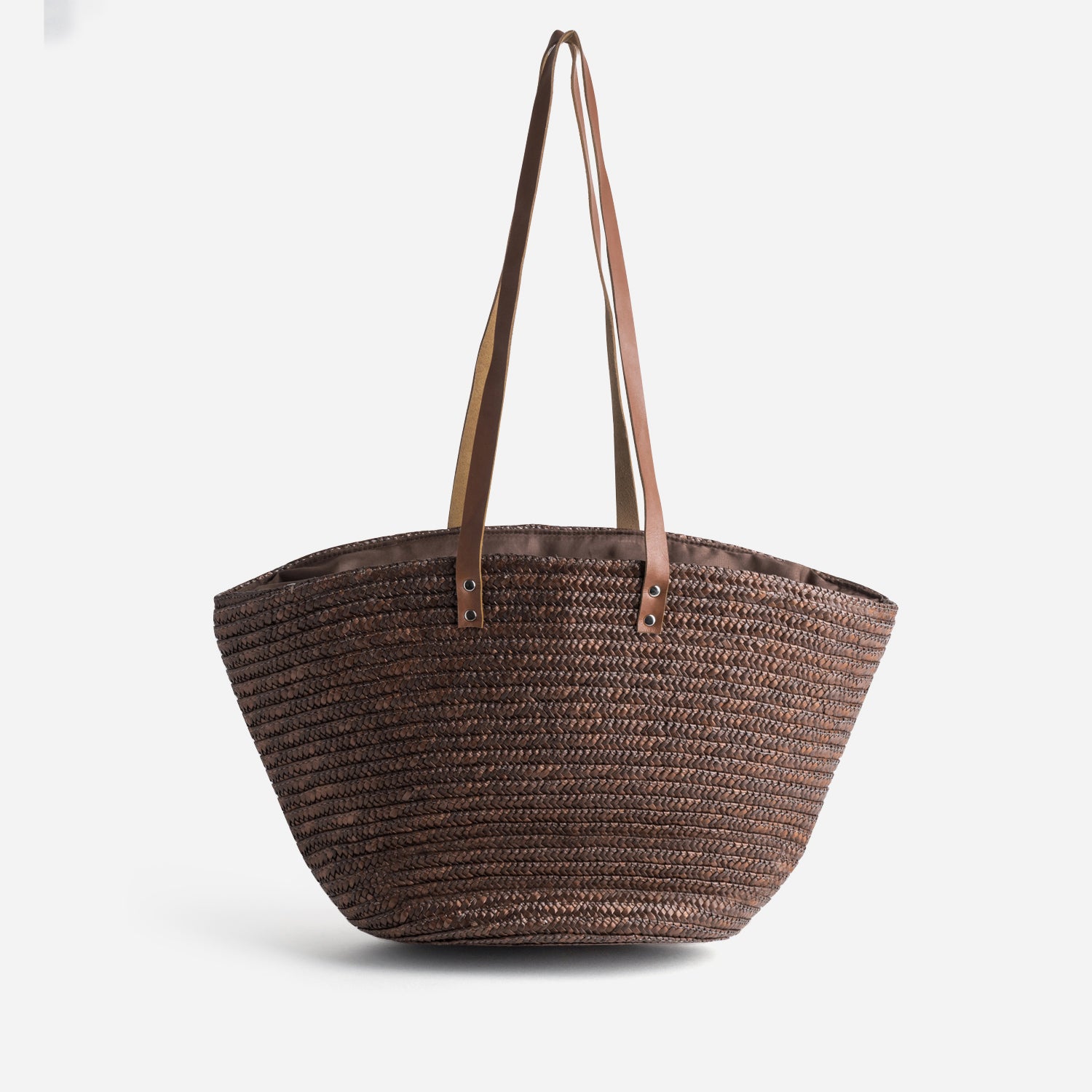 Panier LES TROPEZIENNES marron tressé brodé