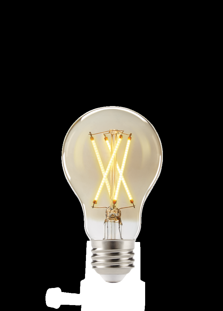 NOMA A19 E26 Base Vintage Dimmable LED Filament Light Bulbs, 600 Lumens, Amber, 60W, 4-pk