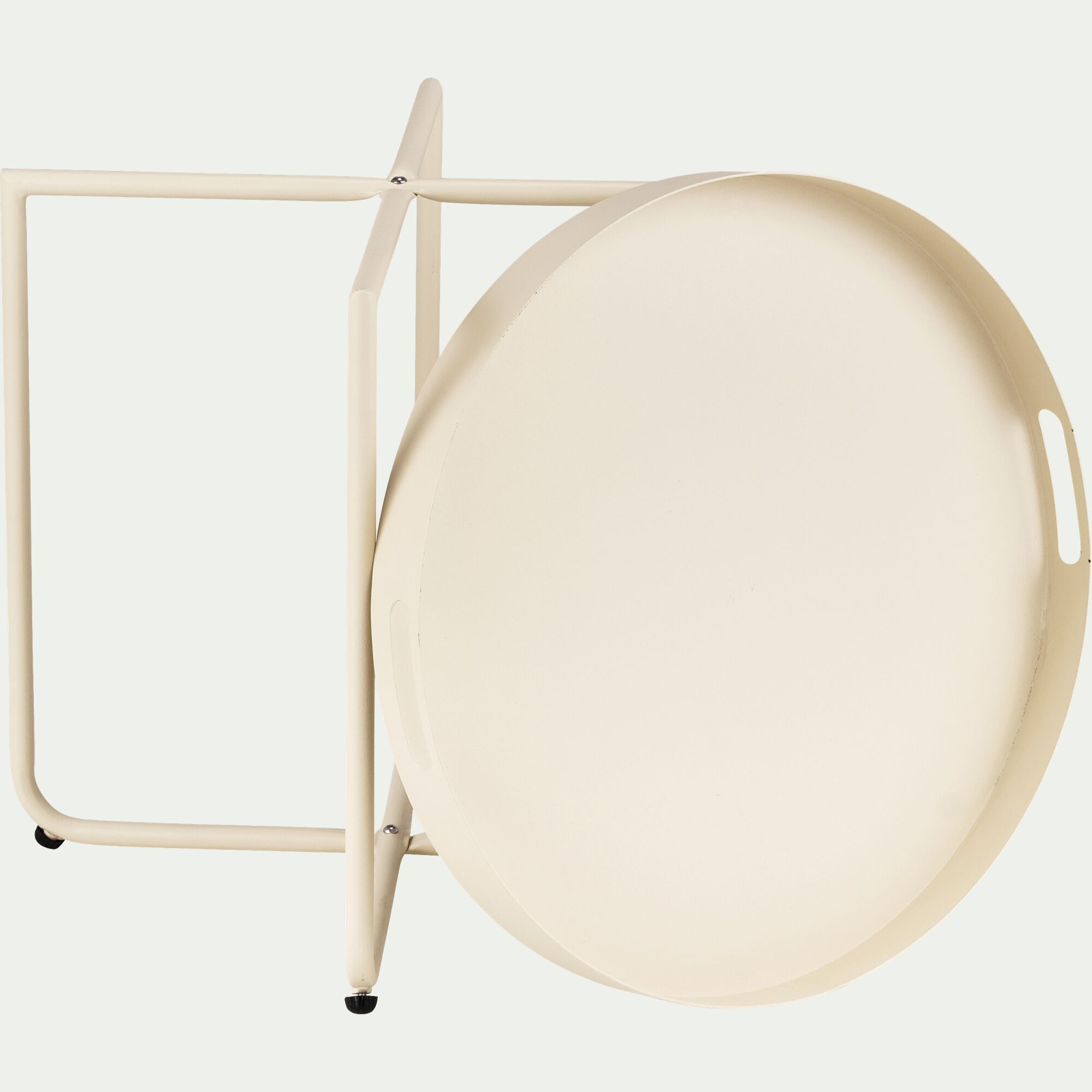CLEMENCE - Table basse de jardin ronde en acier - beige roucas