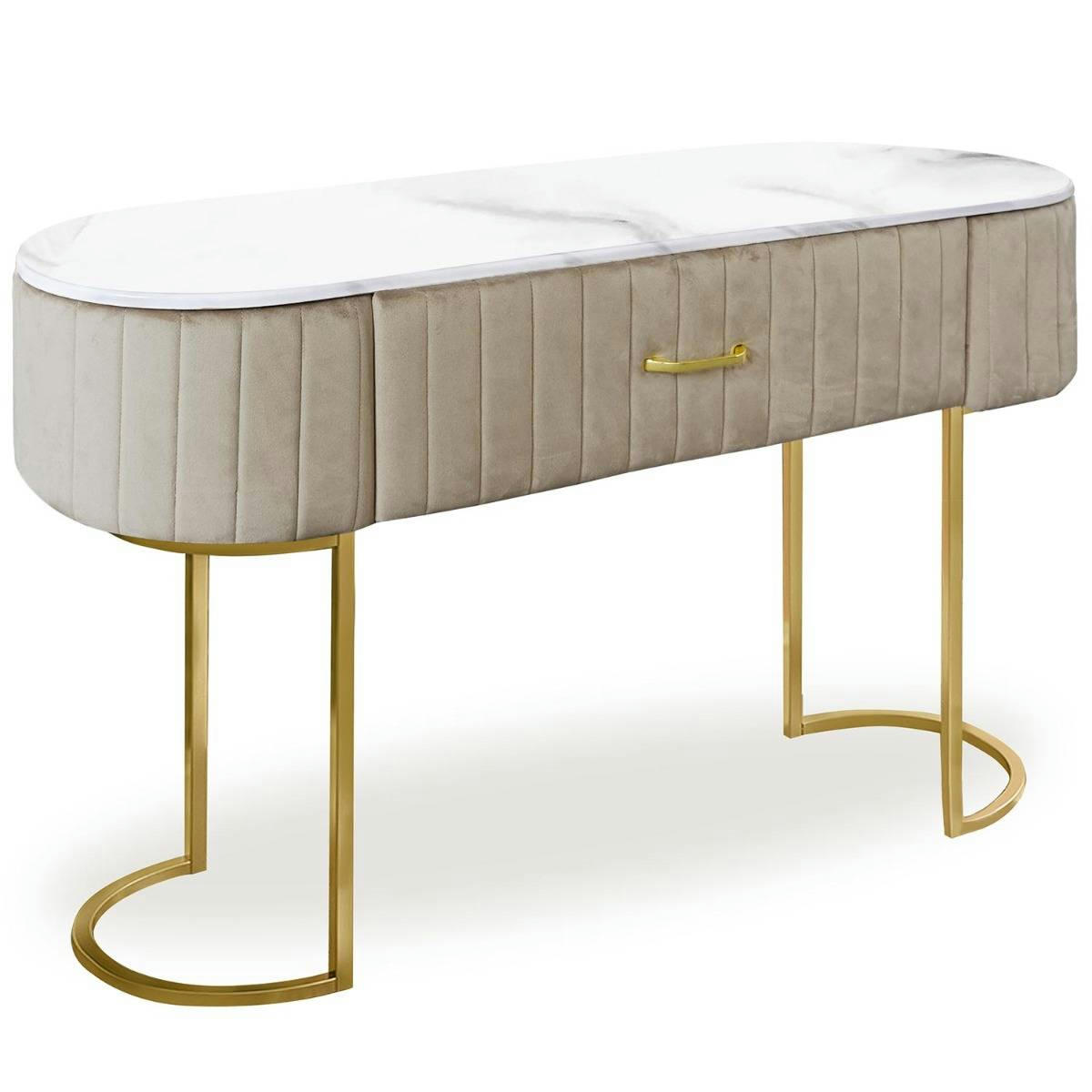 PALOMA - Coiffeuse 1 tiroir velours taupe