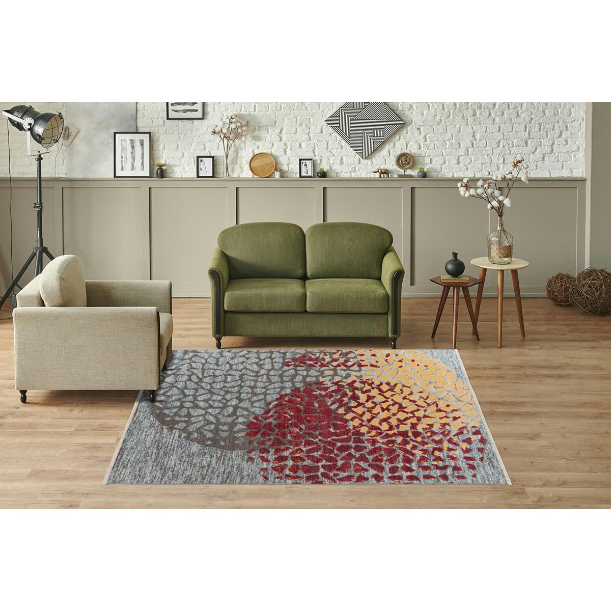 NILAD - Tapis de salon en polypropylène rouge 80x160 cm