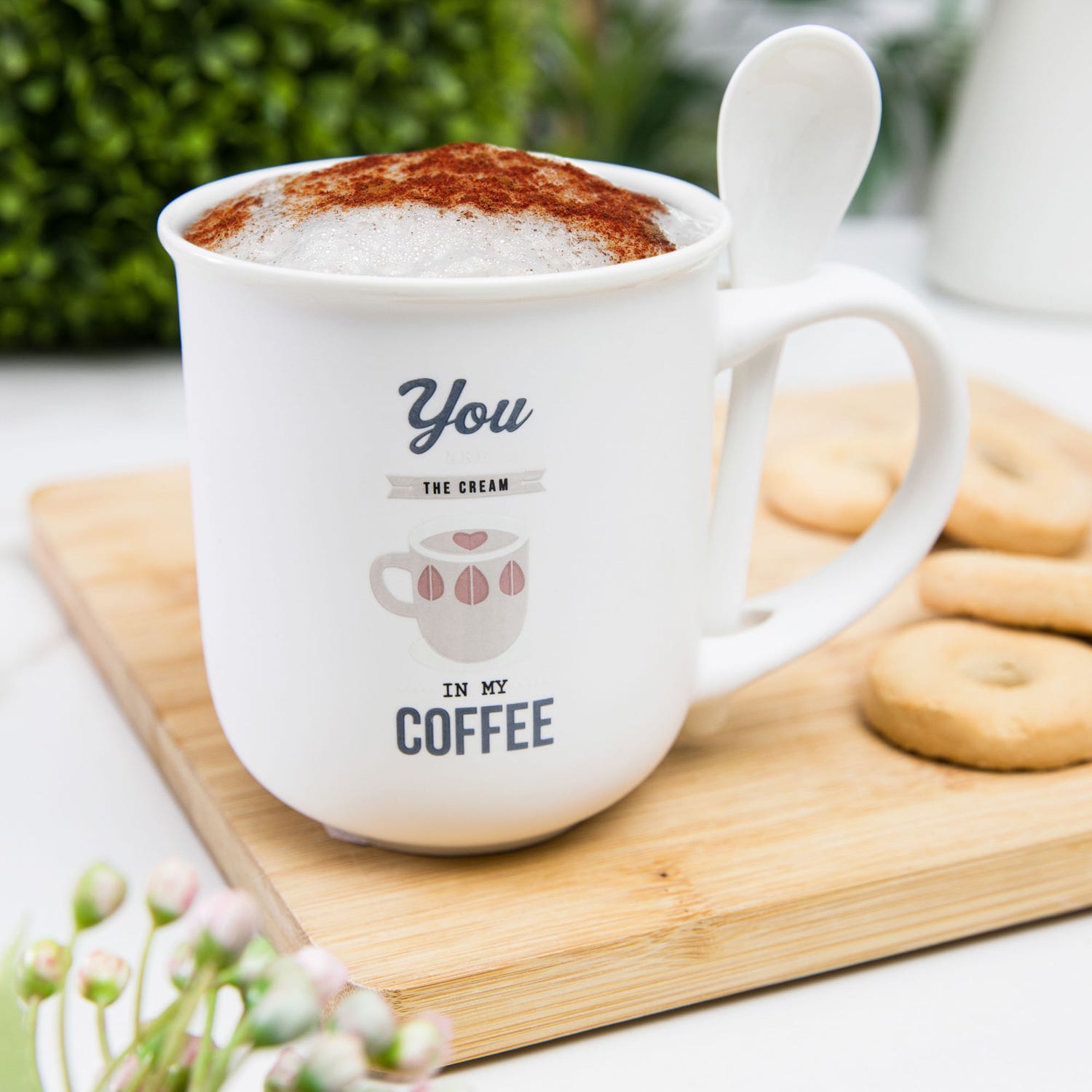 Mug caffè bianca 400 ml con cucchiaino