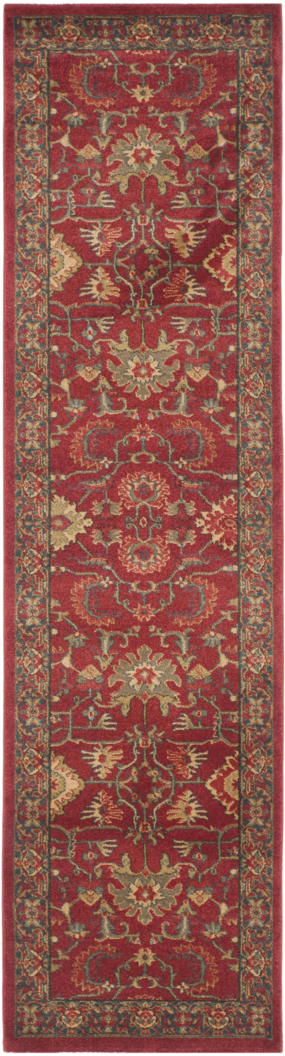 MAHAL - Tapis de salon interieur en rouge & multi, 66 x 244 cm