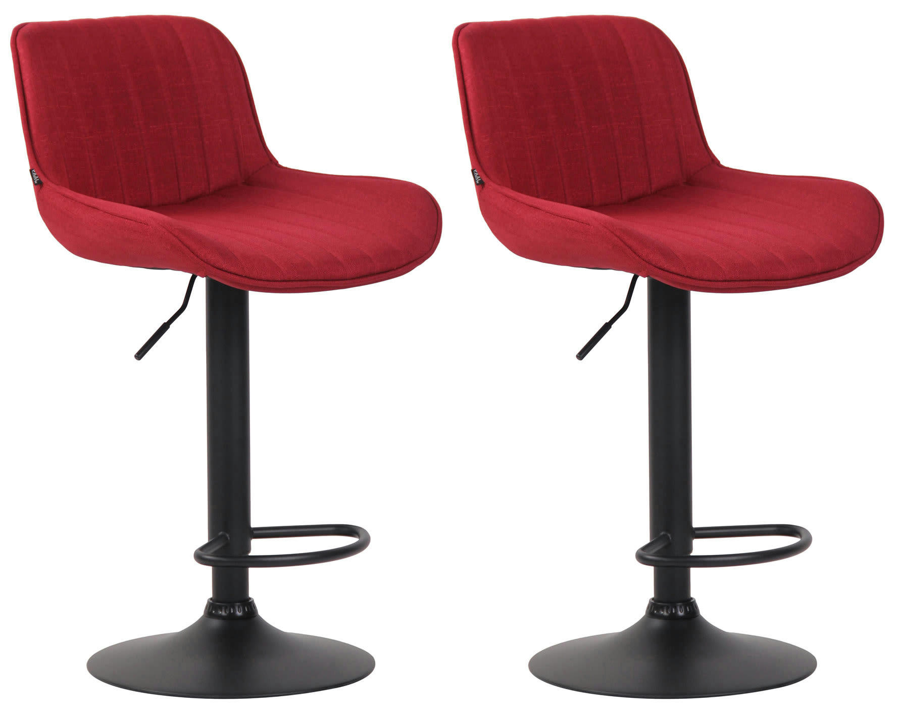 LENTINI - Lot de 2 Tabourets de bar réglable en tissu Rouge