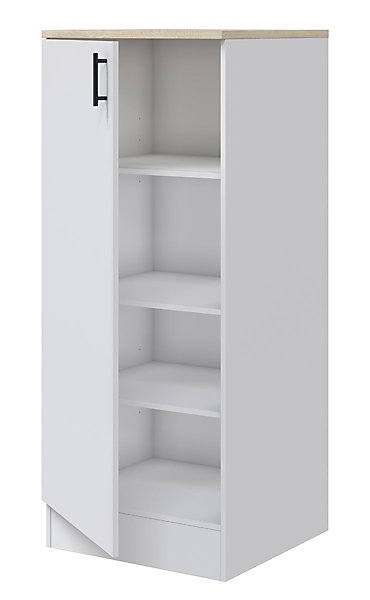 Colonne armoire de cuisine avec 1 porte coloris blanc brillant/chêne canadien- hauteur 148 x longueur 60 x profondeur 60 cm
