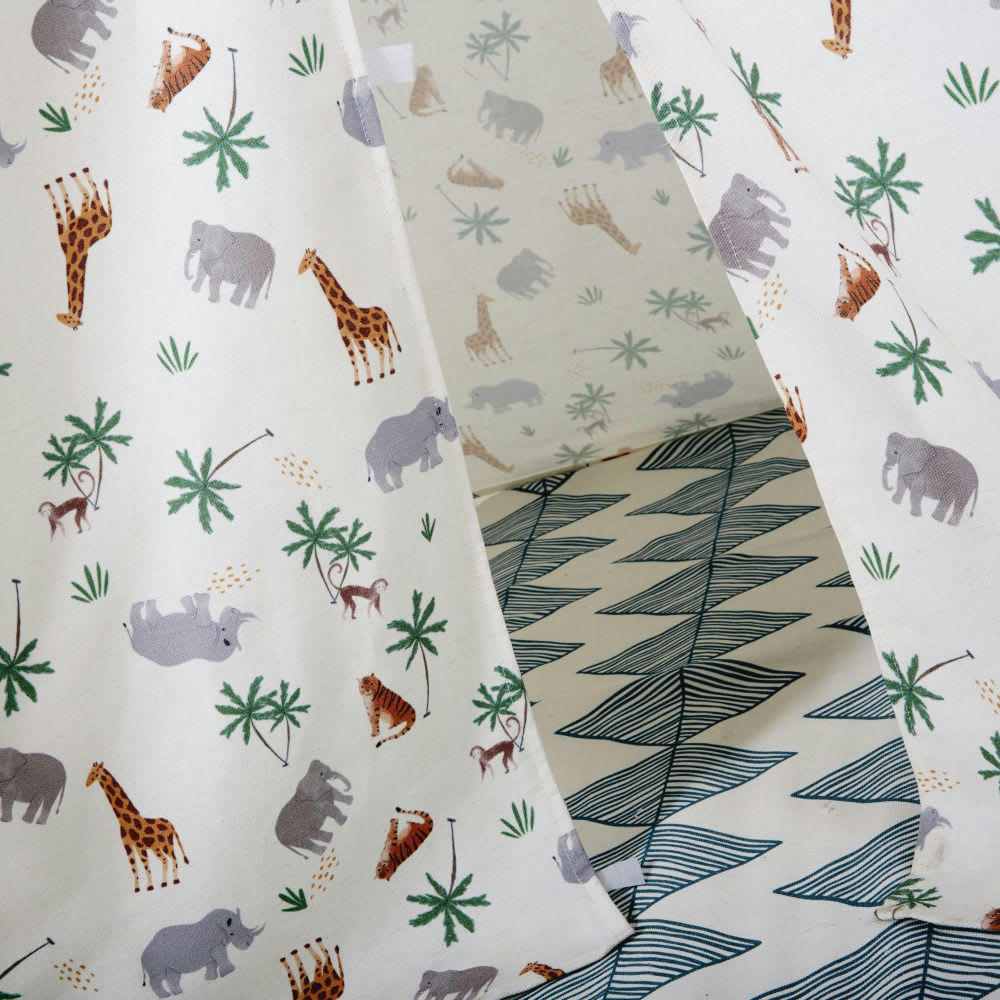 SAFARI - Tipi enfant écru imprimé avec tapis