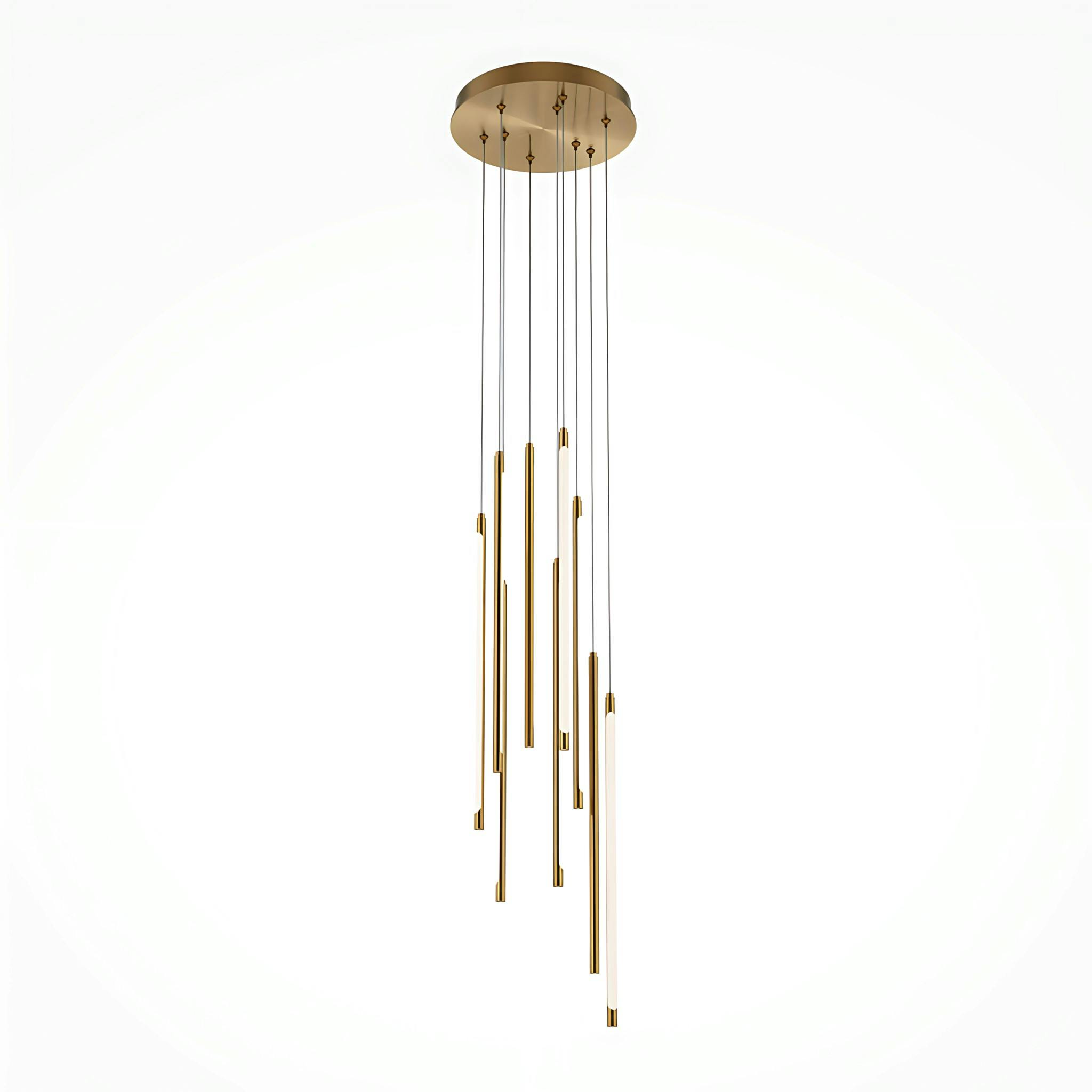 Suspension design LED – cascade de 9 lampes dorées SALEM