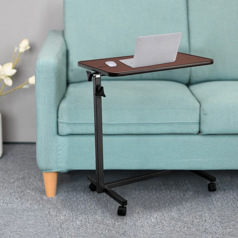 Adjustable MDF Bedside Computer Desk Overbed Table With Wheels