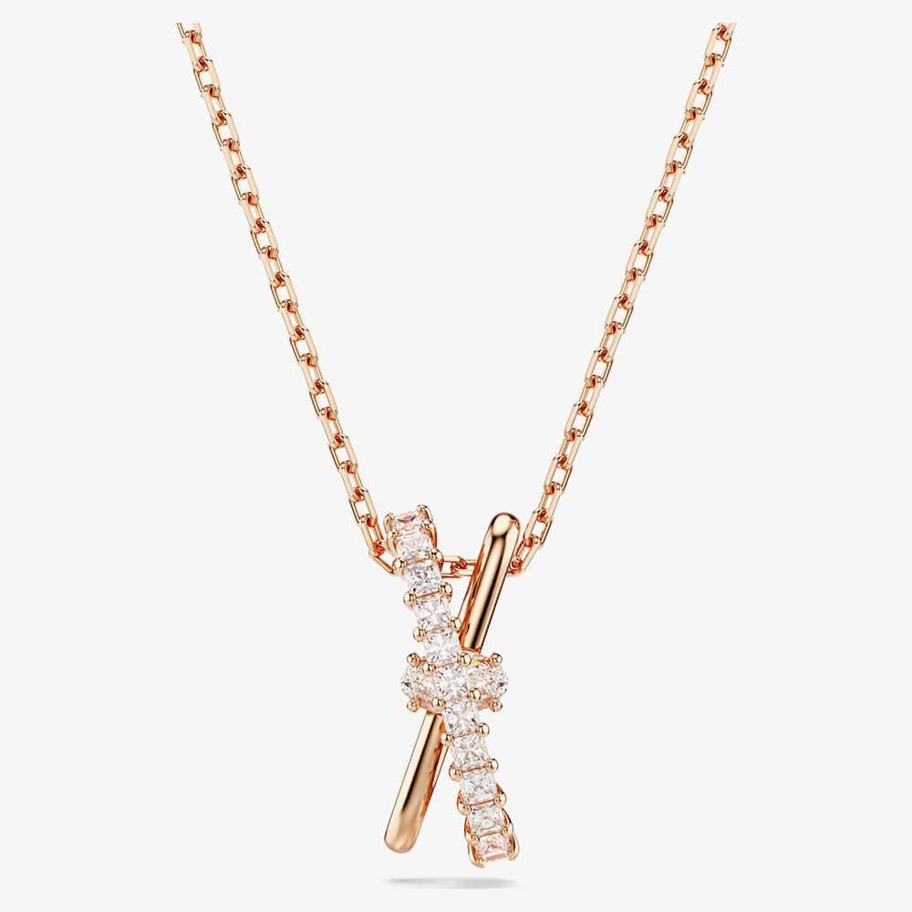 Swarovski Hyperbola Rhodium Plated Mixed Cuts Two Row Necklace 5689788