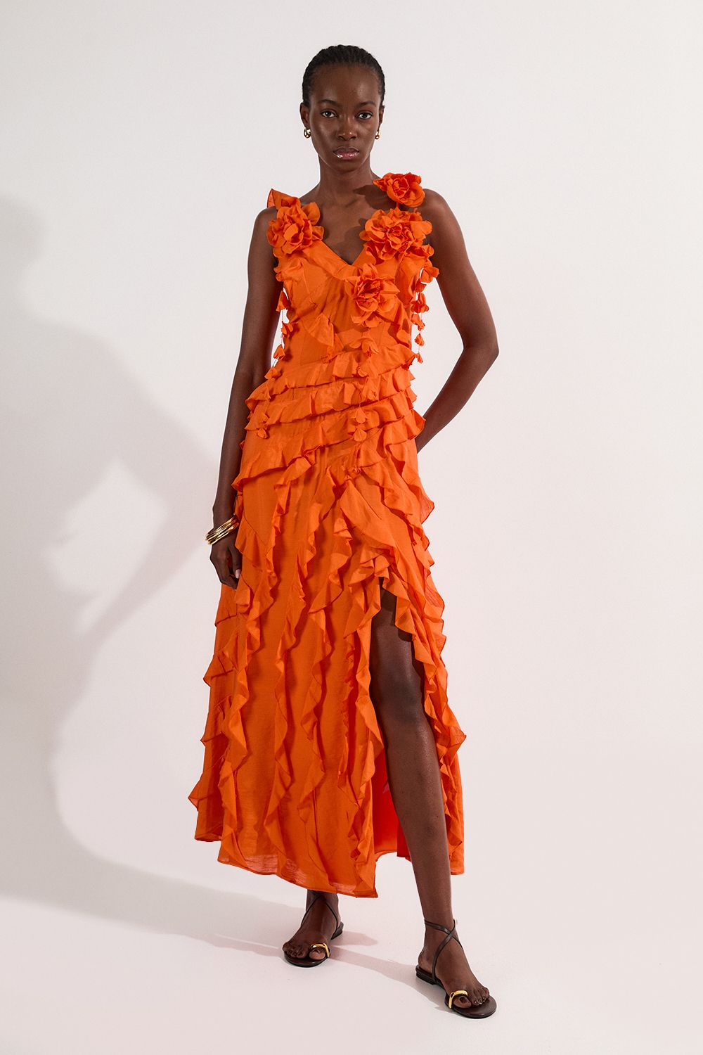 KarenMillen Tall Ruffle Strappy Woven Maxi Dress