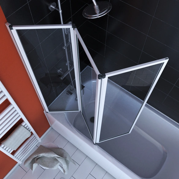 Badewannenfaltwand »White Premium«, BxH: 125 x 143 cm, Sicherheitsglas